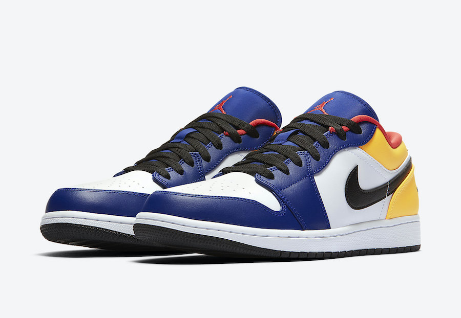 red blue and yellow jordan 1