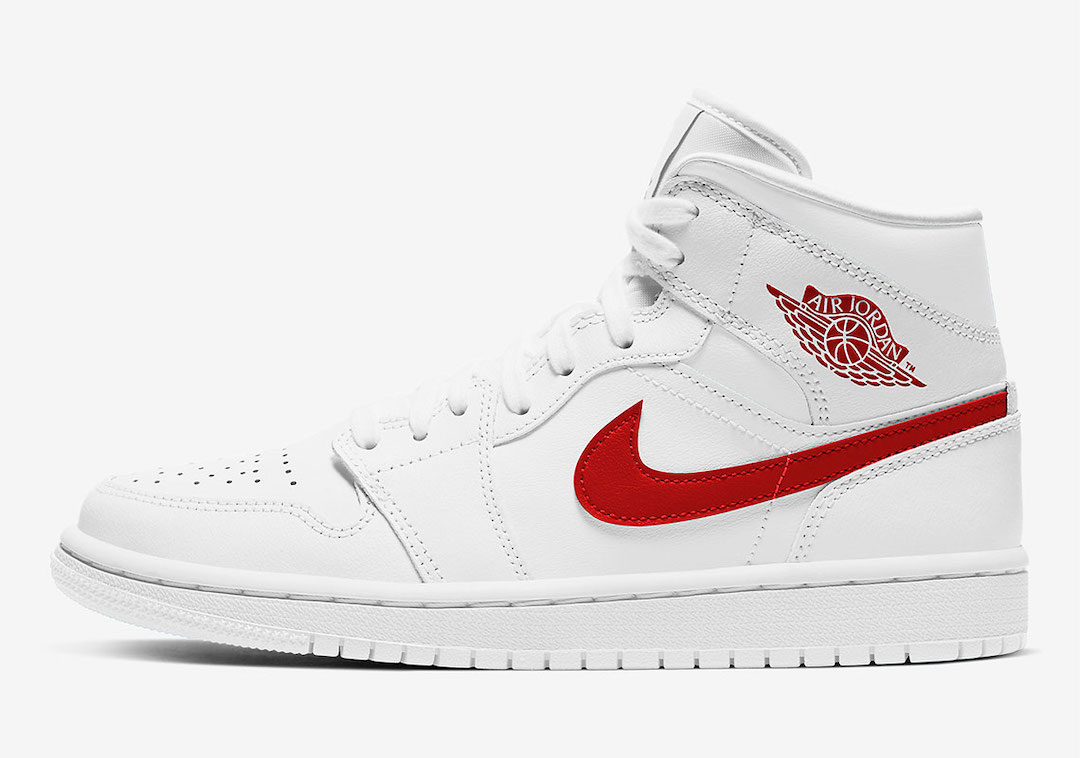 nike air jordan 1 mid red and white