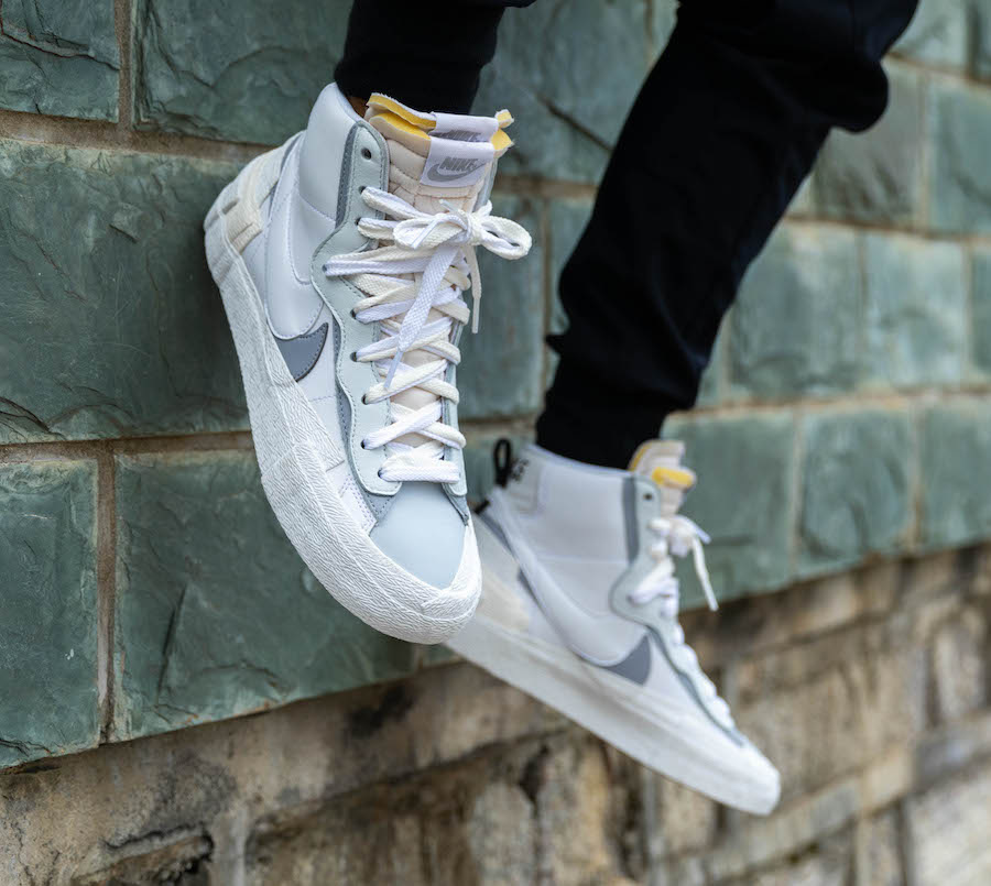 sacai × NIKE BLAZER MID WHITE / WOLFGREY靴