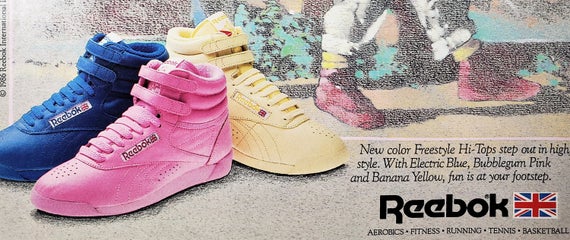 Etsy 1986 Vintage Reebok Freestyle Hi-Top Sneakers Print Original Magazine Ad