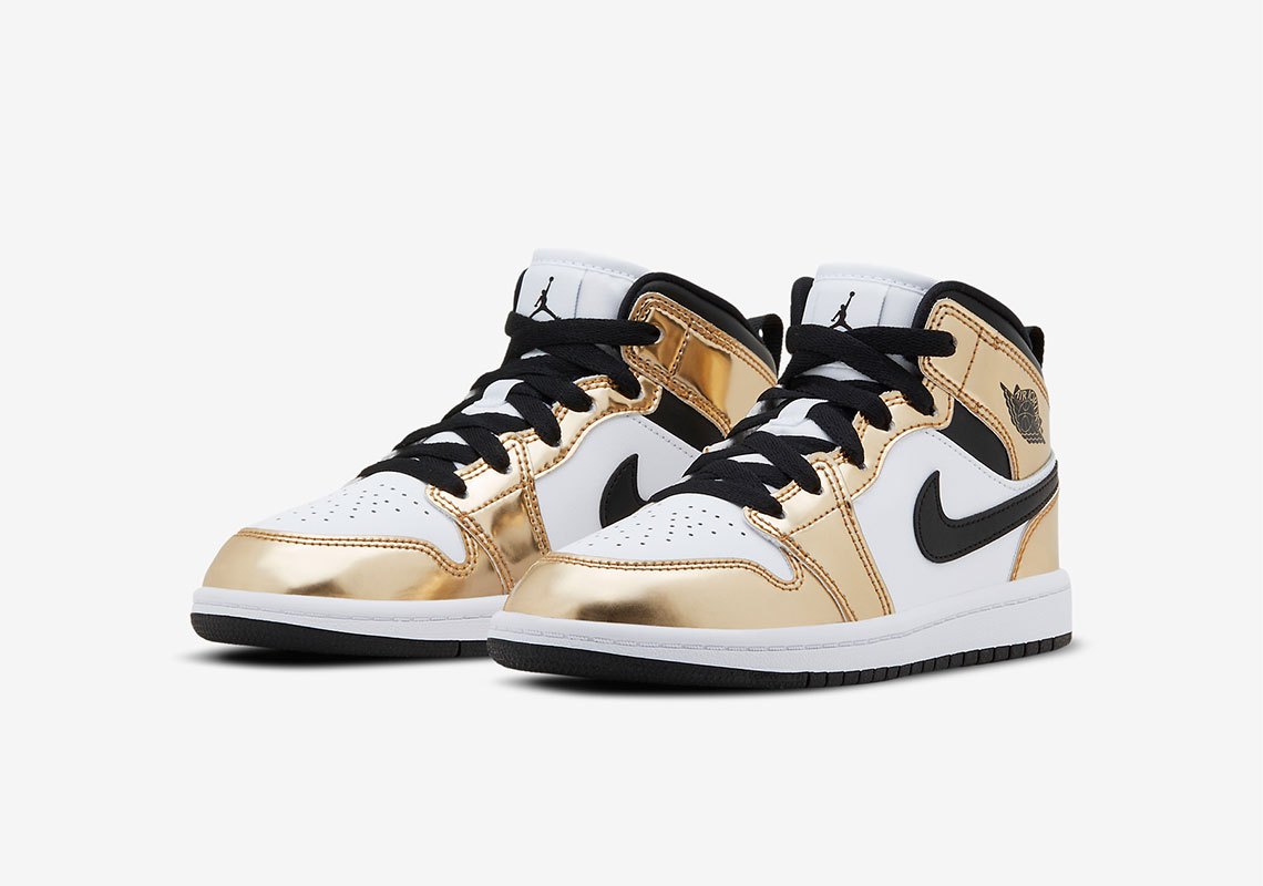 ナイキ エア ジョーダン 1 メタリック ゴールド キッズ Nike air jordan 1 mid se metallic gold ps DC1422-700 main