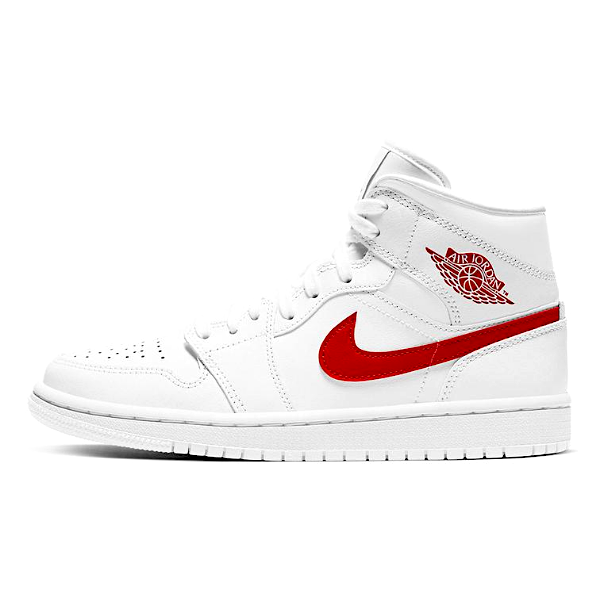 【Nike WMNS Air Jordan 1 Mid "White/Red"】ナイキ エアジョーダン1 ミッド (BQ6472-106)