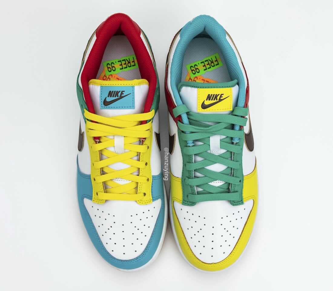 Nike Dunk Low SE “Free 99” ナイキ ダンク ロー SE "フリーナインティナイン" White/ Light Chocolate-Roma Green DH0952-100 main detail pair