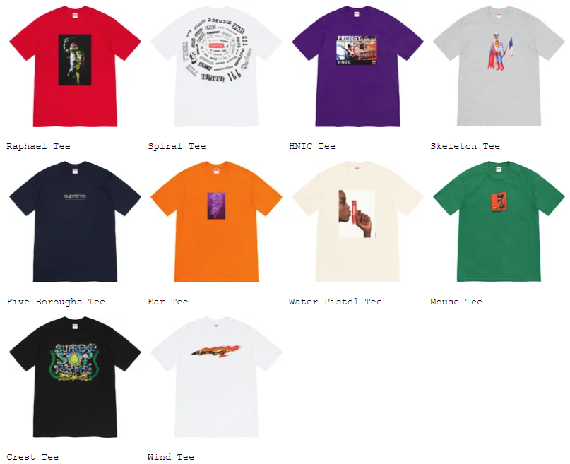 Tシャツ一覧 Supreme 21ss シュプリーム 21年春夏にて発売予定