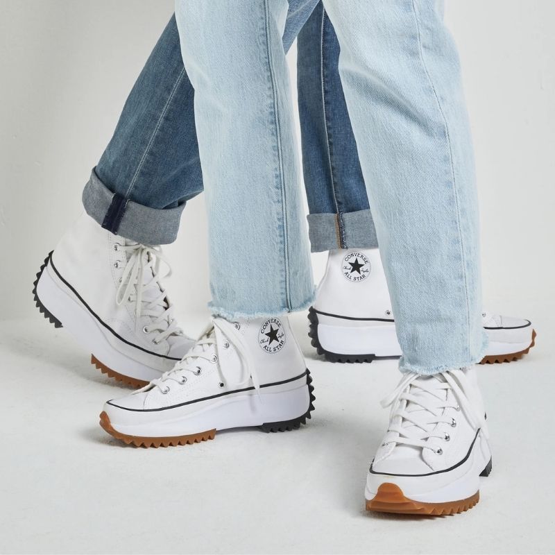 CONVERSE 厚底 スニーカー 白 ホワイト ハイカットスニーカー - 靴ランスターモーション スニーカー