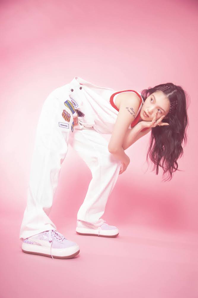 NERDY atmos pink Puma Suede Mayu KOSMO RIDER Collaboration Sneakers ノルディ アトモス ピンク プーマ コラボ スニーカー スウェード マユ コスモ ライダー 韓国 ファッション