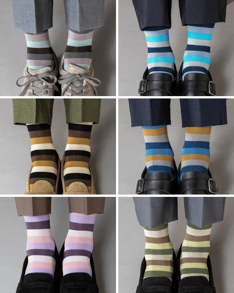 タビオ マルチカラーボーダーソックス tabio-borde-socks-062142092-02