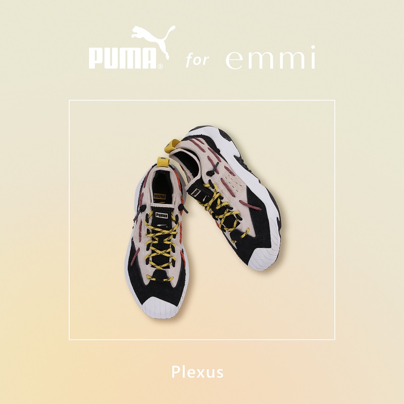 5月11日発売【emmi x Puma Plexus】存在感のあるシューレースが特徴のキャッチーなデザイン