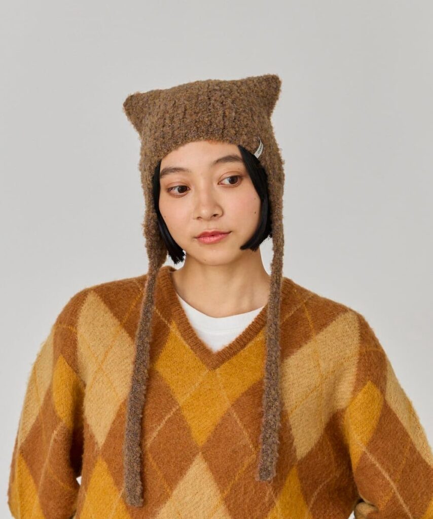 styling idea how to wear a winter beanie スタイリング コーデ ニット帽 ビーニー 猫耳ニット帽