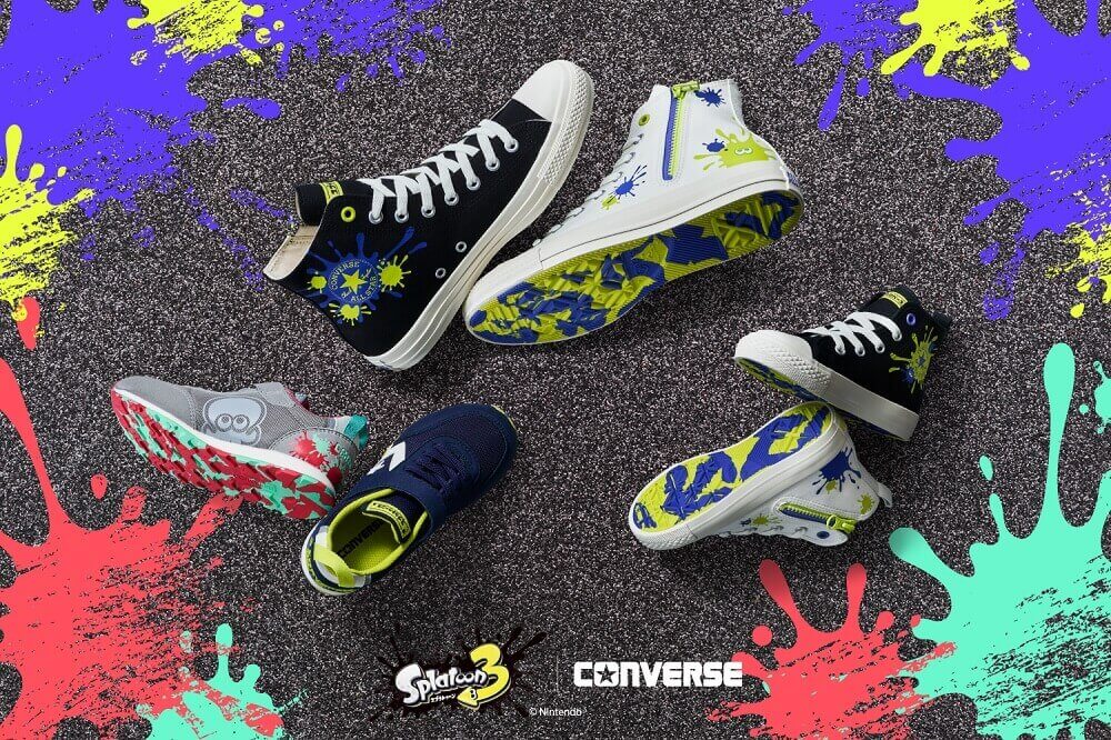 8月23日発売｜Converse x スプラトゥーン3 ナワバリバトルをテーマにインク飛び散るデザインを表現