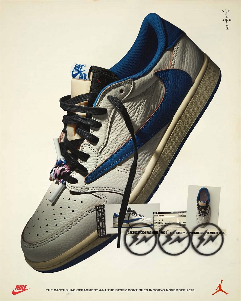 11月8日発売予定｜Travis Scott x Fragment x Air Jordan 1 Low OGの定価・抽選・販売店舗情報