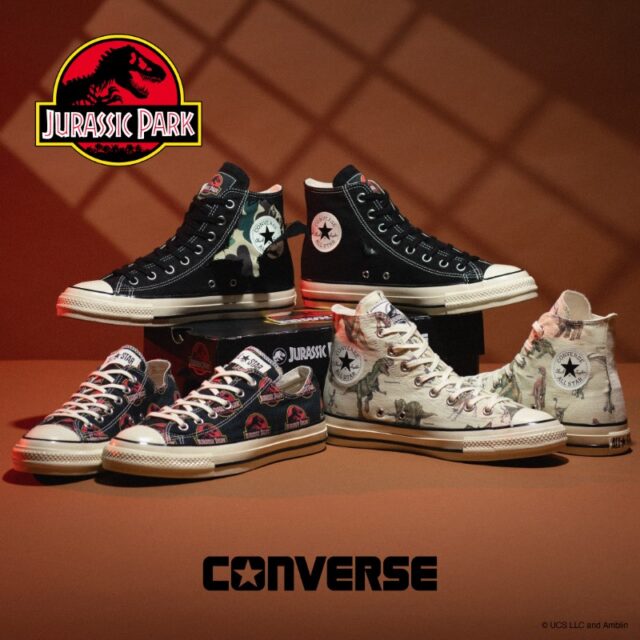 8月8日発売｜CONVERSE | JURASSIC PARK ヴィンテージな風合いで蘇る、ジュラシック・パークの世界