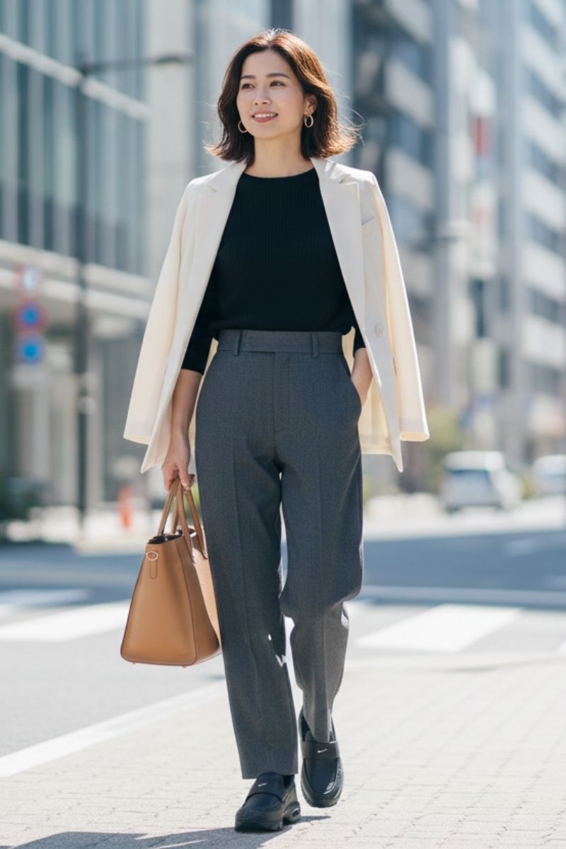 スニーカーで好感度大！女性向けのオフィスカジュアルコーデ完全ガイド